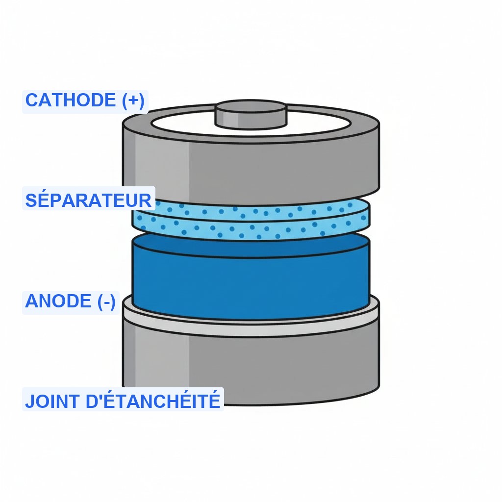 Equivalence pile bouton - anatomie et coupe interne