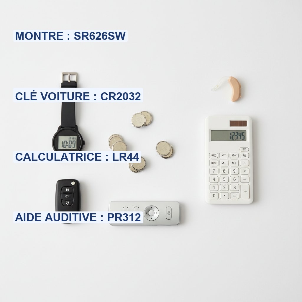 Equivalence pile bouton - appareils courants et references