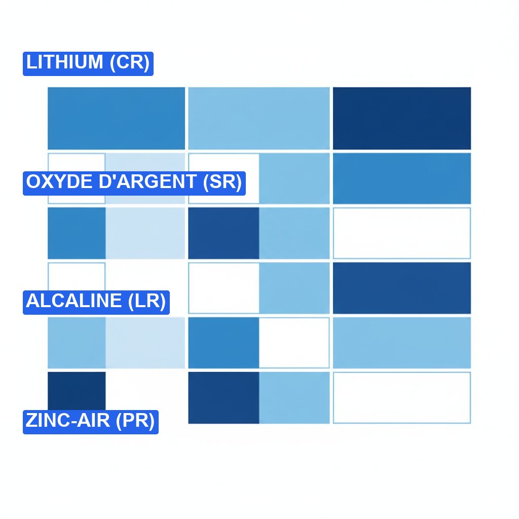 Equivalence pile bouton - familles chimiques CR SR LR PR