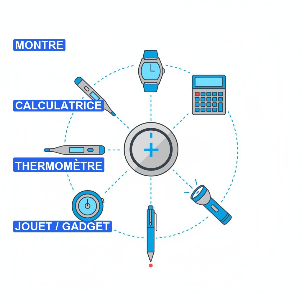 Équivalence pile LR1130 - appareils compatibles montre calculatrice thermomètre