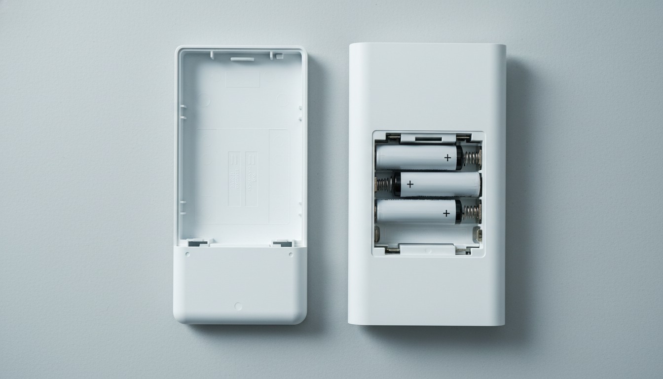 Changer pile télécommande Velux - compartiment piles ouvert avec AA visibles