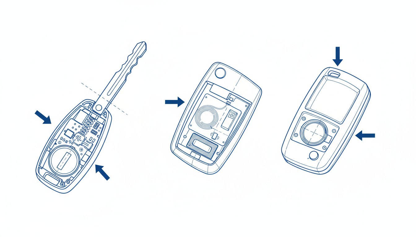 Types de clés de voiture : lame rabattable, carte, télécommande