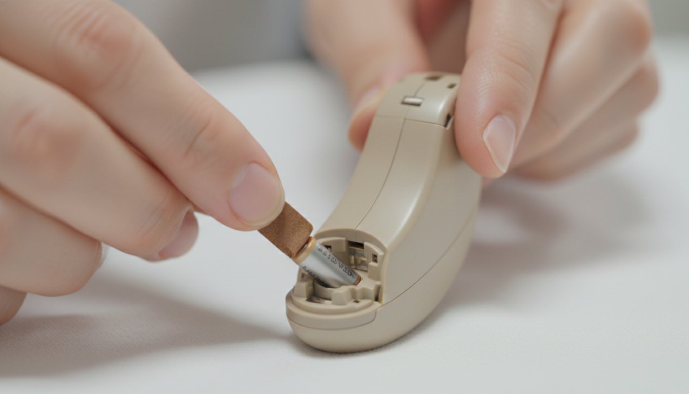 Pile auditive 312 - insertion dans un appareil auditif contour oreille
