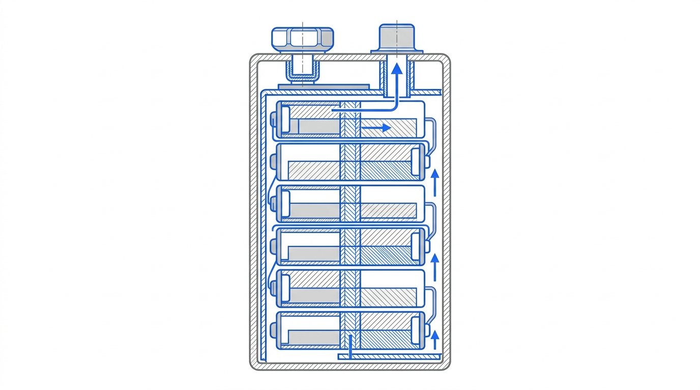 Pile 9V - anatomie interne et structure des six cellules en série