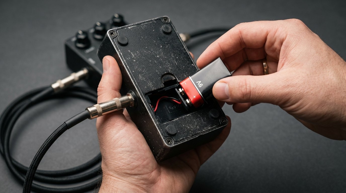 Pile 9V - alimentation d'une pédale d'effets pour guitare