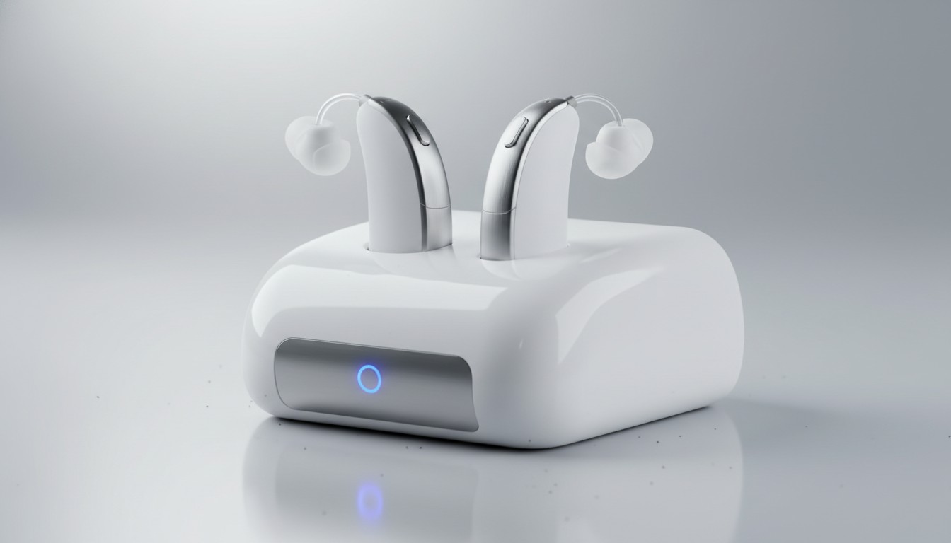 Pile auditive rechargeable - appareils auditifs sur leur chargeur