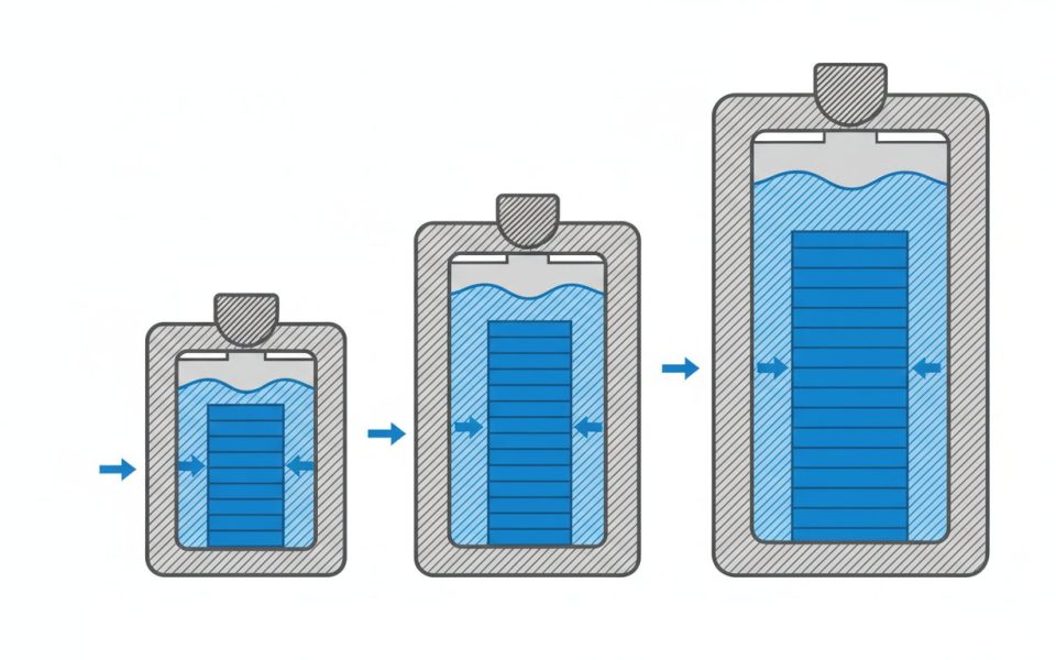 Pile lithium 3.6 volts - schéma technique de trois cellules Li-SOCl2 en coupe