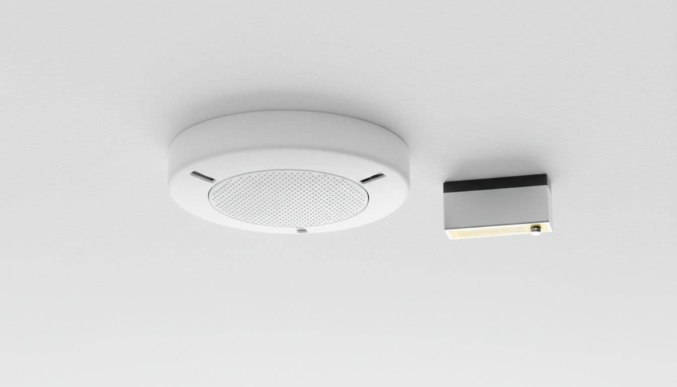 Pile lithium 9V pour détecteur de fumée installée au plafond