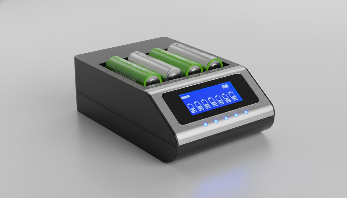Pile rechargeable avec chargeur - cellules AA NiMH dans un chargeur intelligent