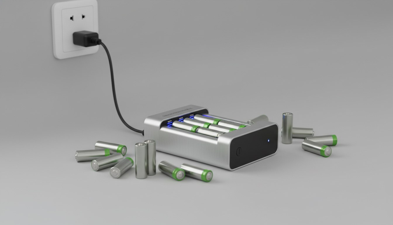 Pile rechargeable avec chargeur - kit NiMH AA et AAA en charge