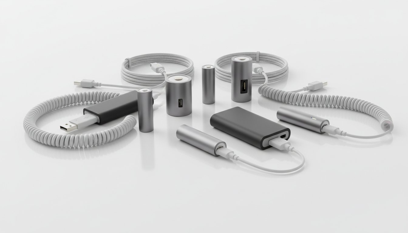 Pile rechargeable USB - format AA et AAA avec câble USB-C connecté