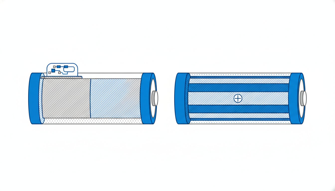 Pile rechargeable USB vs NiMH - comparaison technique en coupe