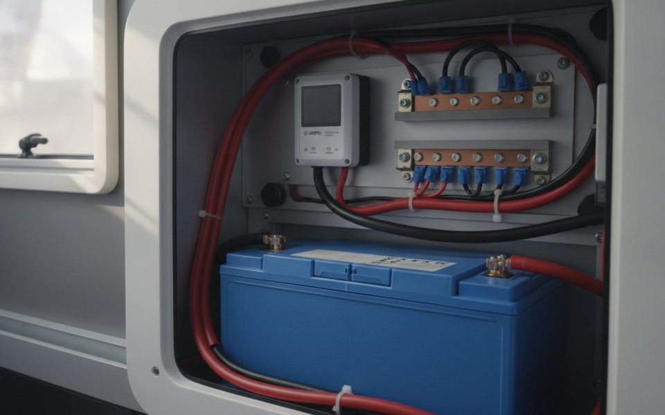 batterie solaire camping car - batterie lithium et regulateur solaire installes dans un camping-car