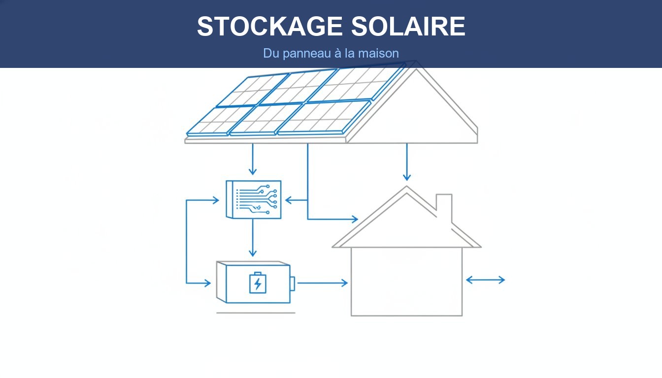 Batterie solaire pour maison - schéma de principe panneaux onduleur batterie
