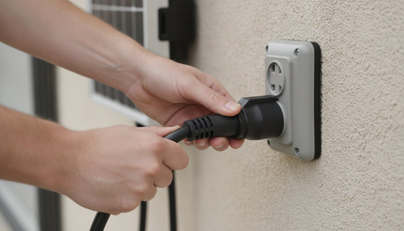 Batterie solaire plug and play - branchement sur prise renforcée extérieure