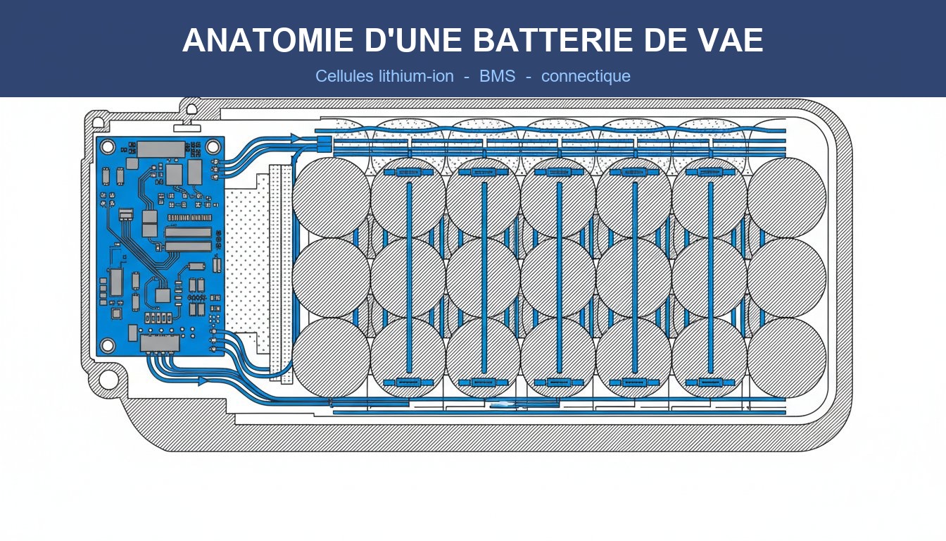 Batterie velo electrique Bosch - anatomie cellules lithium-ion et BMS