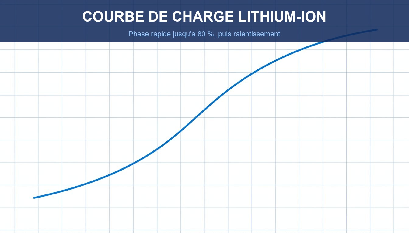 Temps de charge batterie velo electrique - courbe de charge lithium-ion phase rapide puis lente