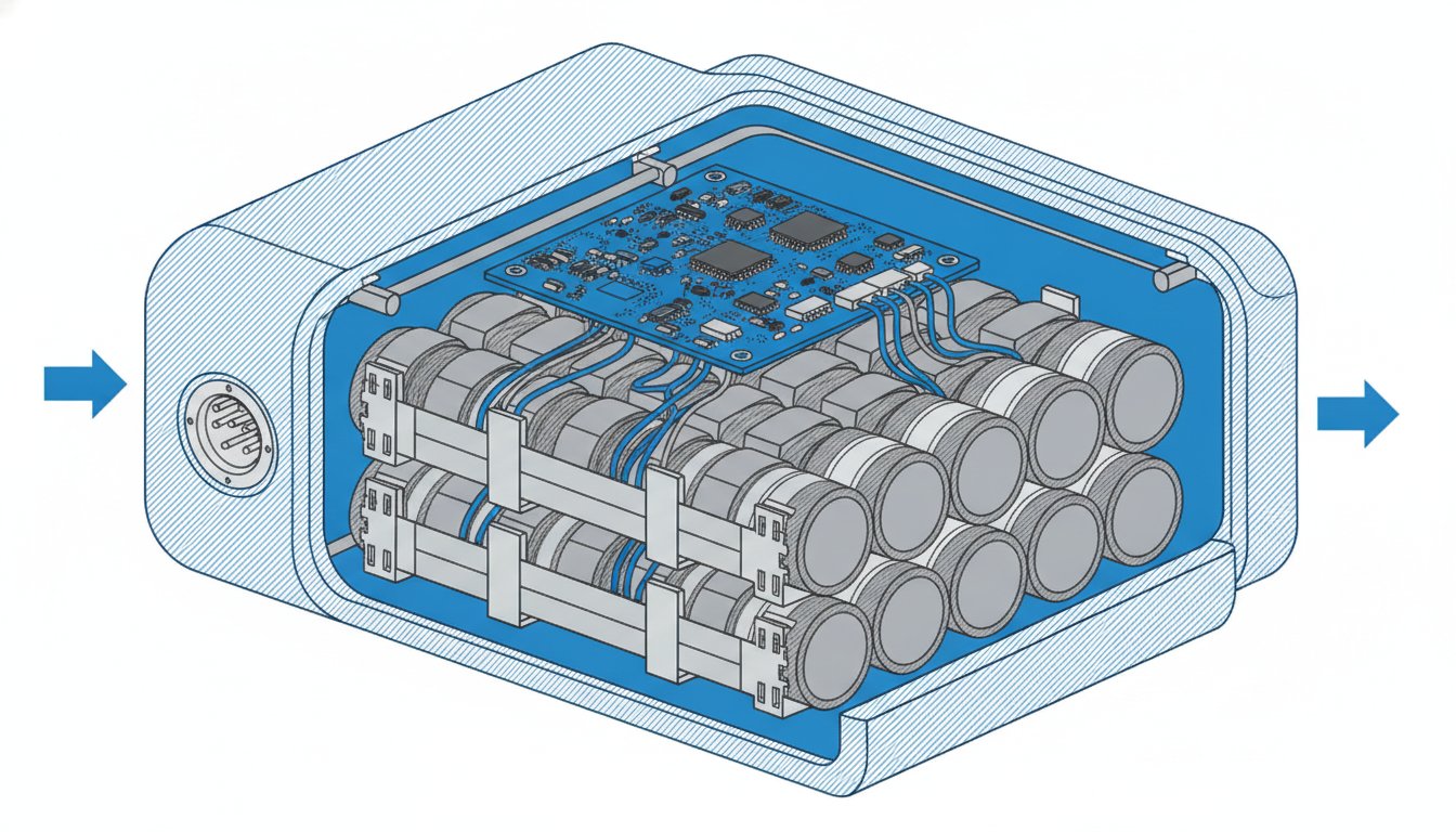 reparation batterie velo electrique - anatomie du pack ouvert avec cellules et BMS