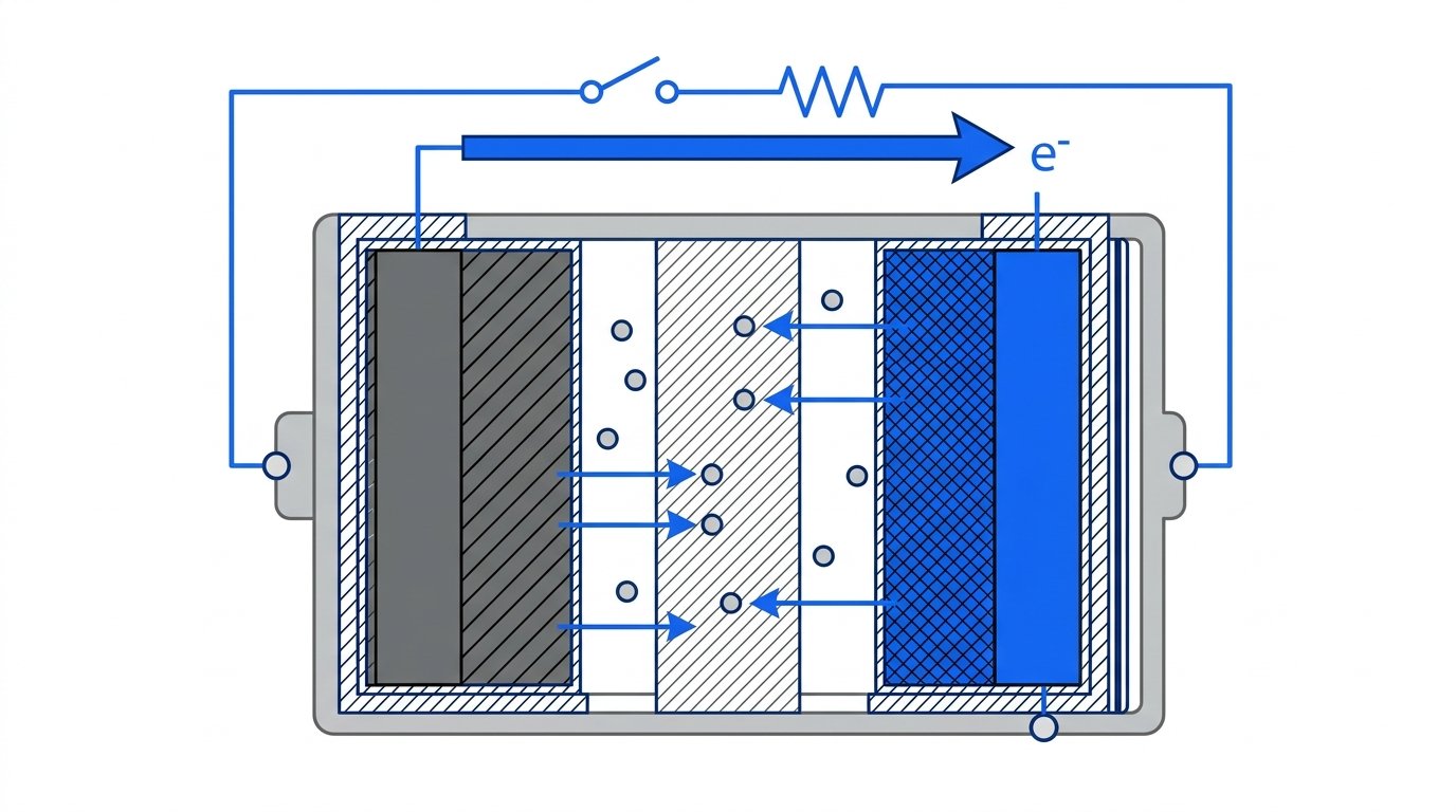 Composition pile alcaline - schéma de la réaction redox entre zinc et dioxyde de manganèse