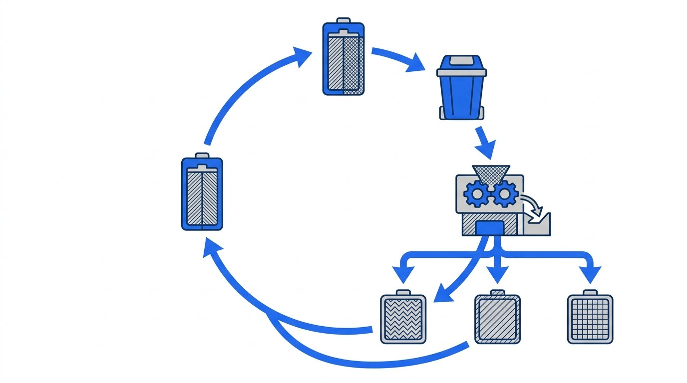 Composition pile alcaline - schéma du recyclage et récupération du zinc, acier et manganèse