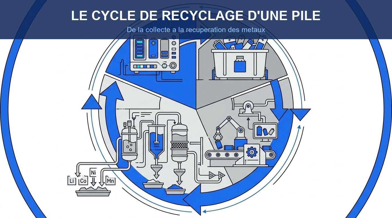 Ou jeter pile - schema du cycle de recyclage des piles usagees