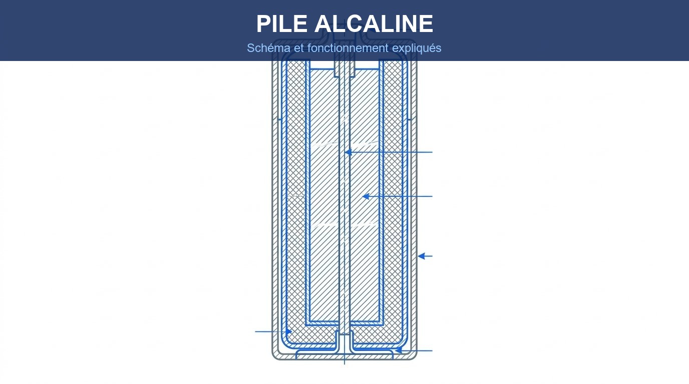 pile alcaline schema fonctionnement - coupe anatomique d une pile AA