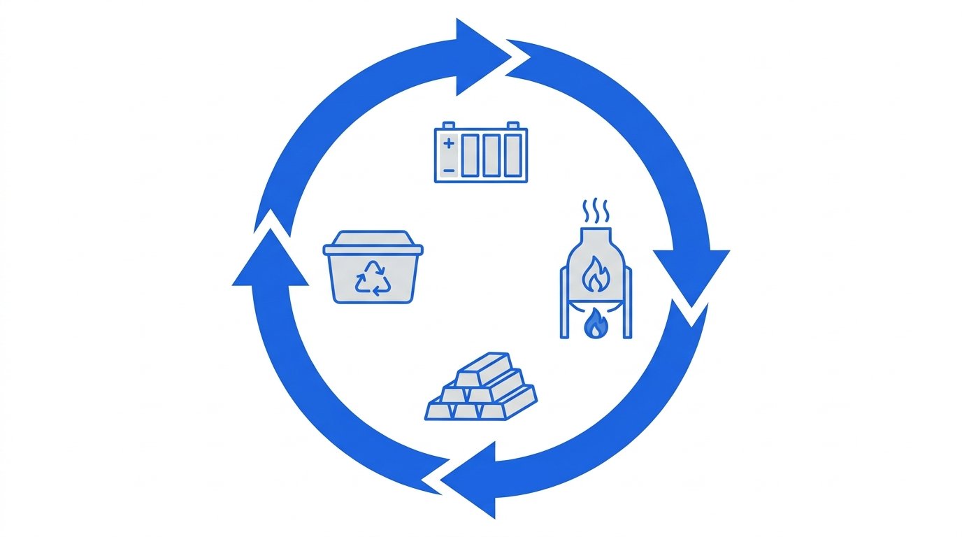 Recyclage pile - schéma du cycle de vie de la collecte à la valorisation