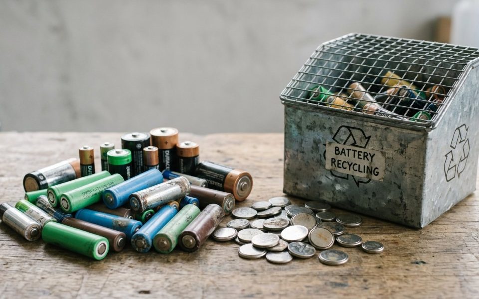 Recyclage pile lithium - piles et cellules usagees pres d un bac de collecte