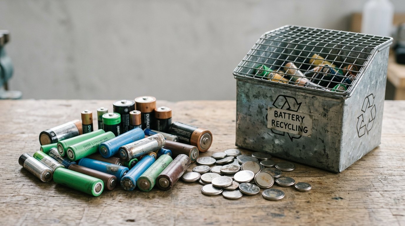 Recyclage pile lithium - piles et cellules usagees pres d un bac de collecte