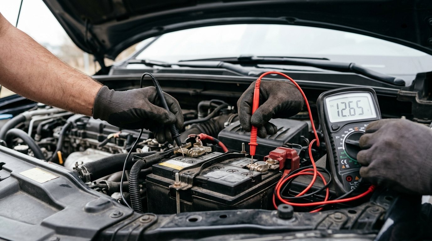 comment savoir si la batterie de la voiture est morte - test au multimètre aux bornes