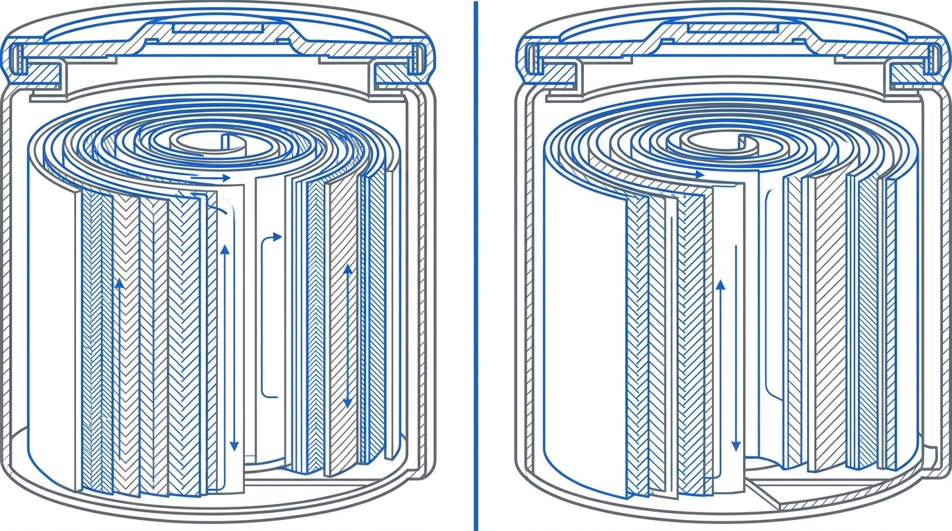 Types de piles rechargeables - comparaison NiMH et lithium-ion en coupe