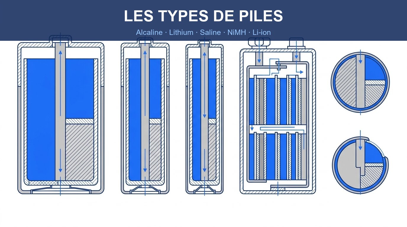 Quels sont les différents types de piles - comparatif des chimies alcaline lithium saline NiMH