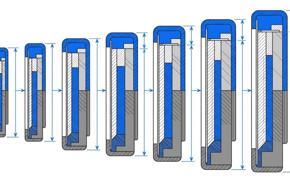 Taille pile bouton - comparaison des dimensions de plusieurs formats
