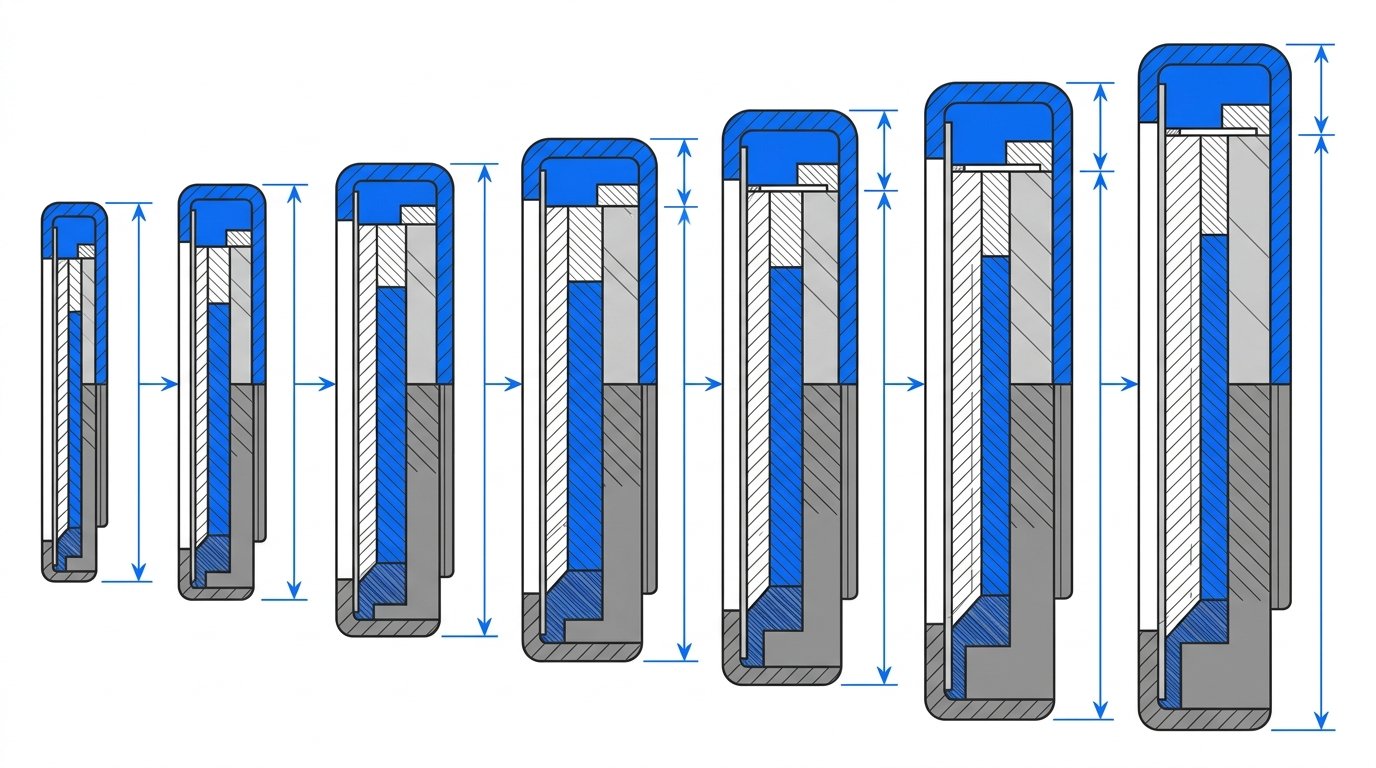 Taille pile bouton - comparaison des dimensions de plusieurs formats