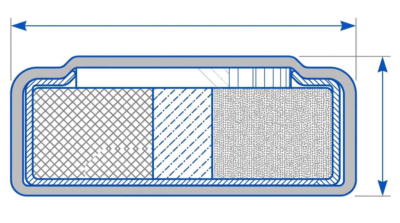 Taille pile bouton - schéma technique du diamètre et de l'épaisseur d'une pile bouton