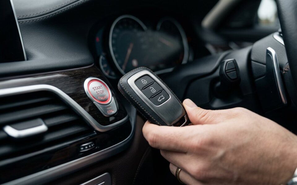 Demarrer Audi sans pile cle - cle tenue pres du bouton Start Stop