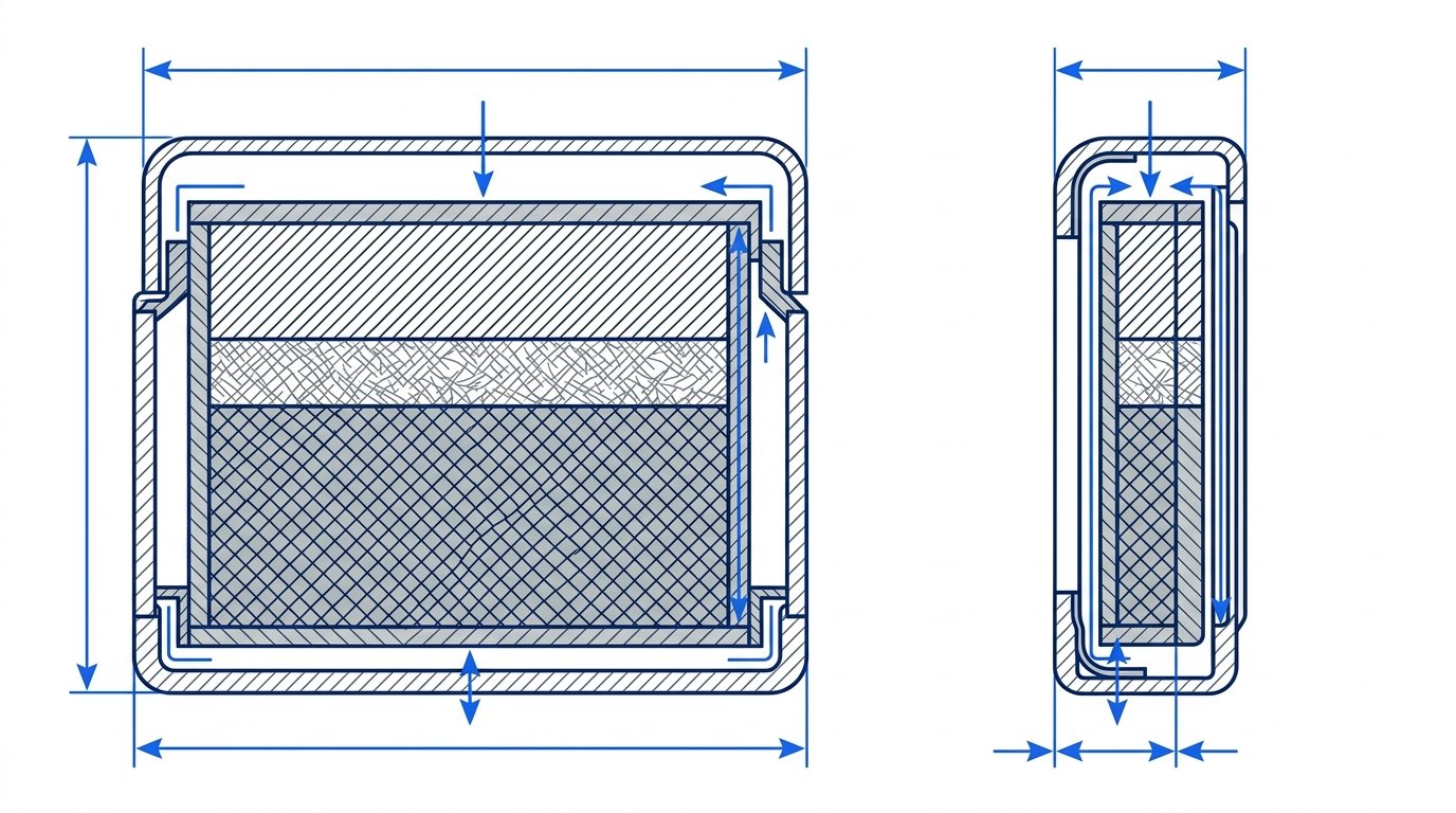 Pile CR2032 ou CR2025 clé voiture - coupe technique comparant l'épaisseur des deux piles bouton