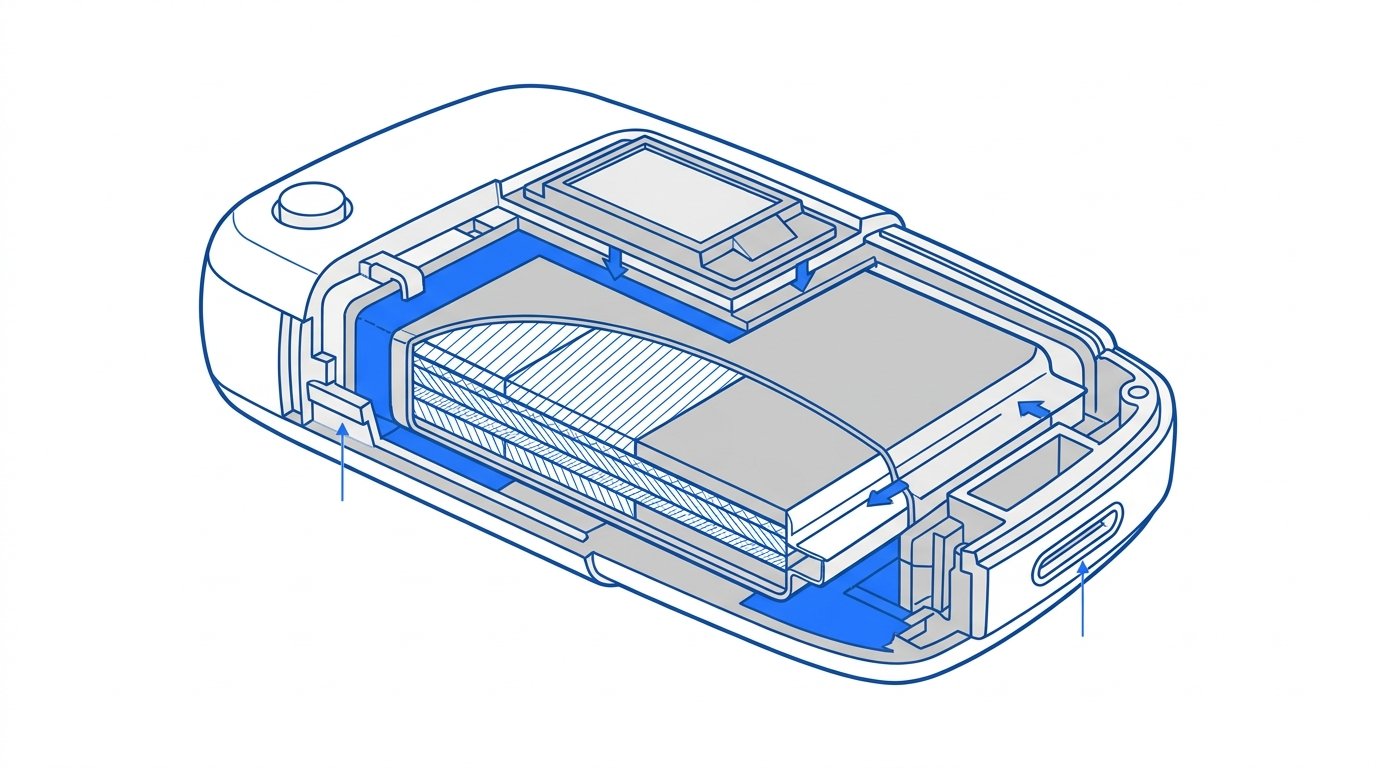 BMW Display Key pile - coupe technique du bloc batterie lithium-polymère dans la clé