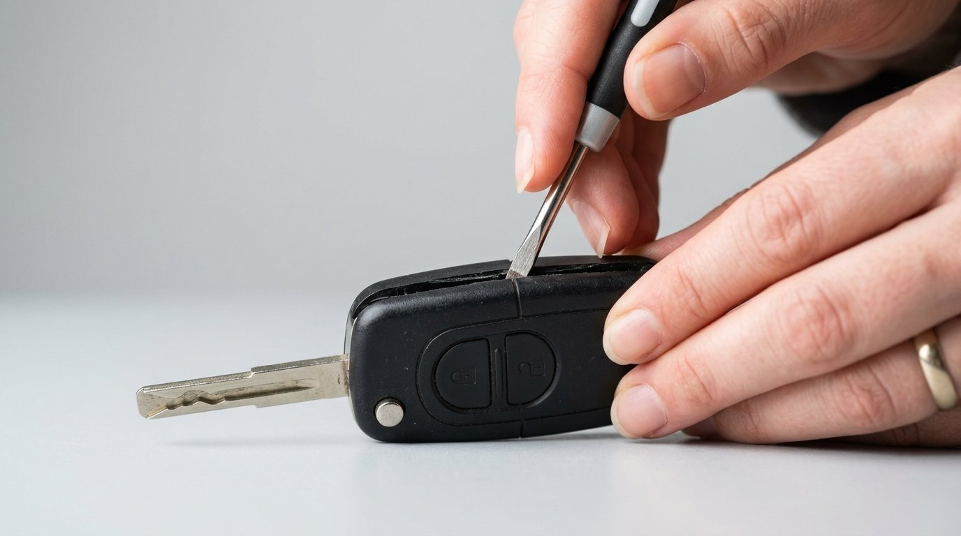 Changer pile clé Citroën C3 - ouverture de la coque avec un petit tournevis plat