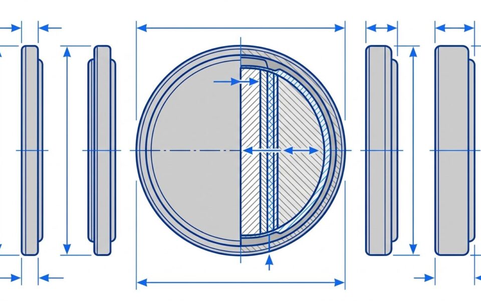 CR2032 équivalences et alternatives - schéma technique de piles bouton 20 mm d'épaisseurs différentes
