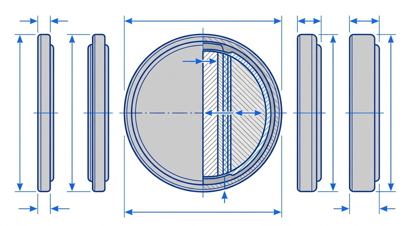 CR2032 équivalences et alternatives - schéma technique de piles bouton 20 mm d'épaisseurs différentes