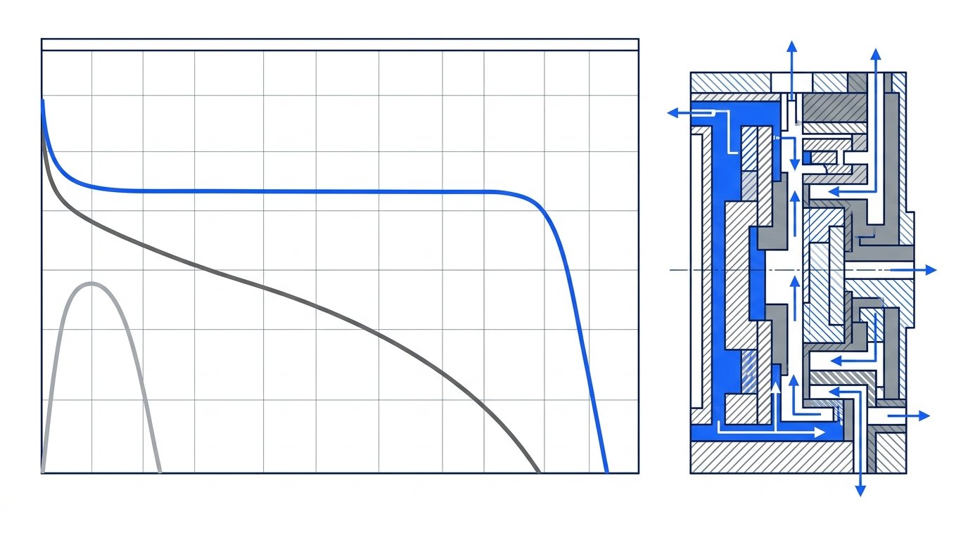 Pile 3V lithium - courbe de décharge plate comparée à une décharge progressive