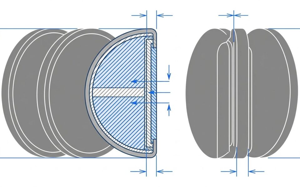 Pile CR2016 équivalence - coupe technique d'une pile bouton lithium fine de 20 mm