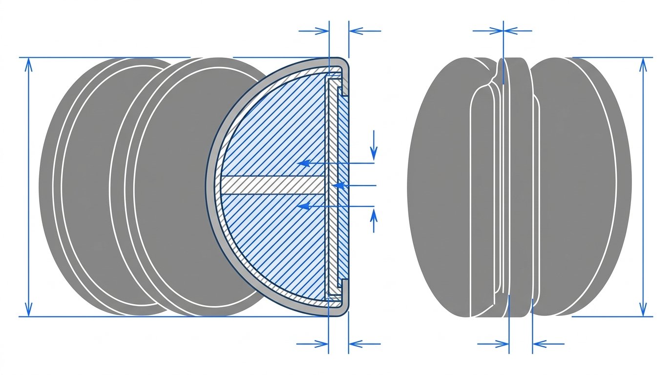 Pile CR2016 équivalence - coupe technique d'une pile bouton lithium fine de 20 mm