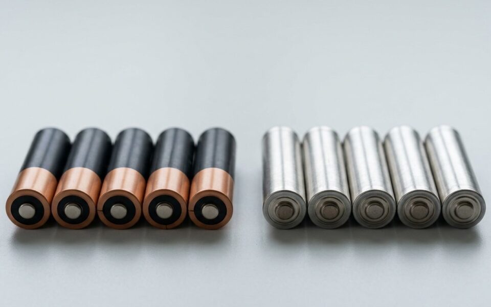 Pile lithium vs alcaline guide complet - piles AA lithium et alcalines côte à côte