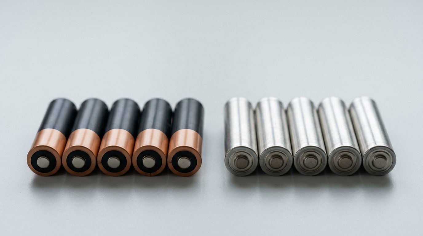 Pile lithium vs alcaline guide complet - piles AA lithium et alcalines côte à côte