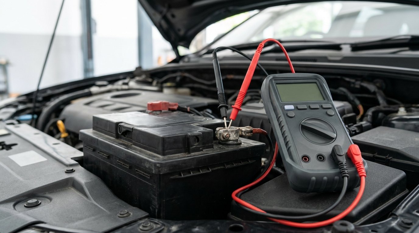 Guide complet pile batterie voiture - mesure de la tension d'une batterie 12 V au multimètre